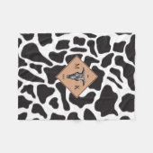 Schwarz-Weiß-Kuh-Spot Tiermuster Monogramm Fleecedecke (Vorderseite (Horizontal))