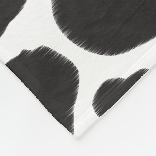 Schwarz-Weiß-Kuh-Spot Tiermuster Monogramm Fleecedecke (Ecke)