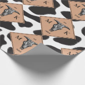 Schwarz-Weiß-Kuh-Spot Tiermuster Monogramm Geschenkpapier (Ecke)