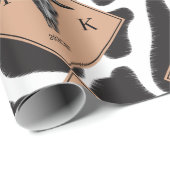 Schwarz-Weiß-Kuh-Spot Tiermuster Monogramm Geschenkpapier (Rolleneckpunkt)