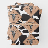 Schwarz-Weiß-Kuh-Spot Tiermuster Monogramm Geschenkpapier Set (Beispiel)