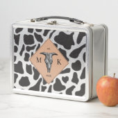 Schwarz-Weiß-Kuh-Spot Tiermuster Monogramm Metall Brotdose (Beispiel)