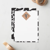 Schwarz-Weiß-Kuh-Spot Tiermuster Monogramm Mitteilungskarte (Vorderseite/Rückseite Beispiel)