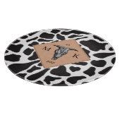 Schwarz-Weiß-Kuh-Spot Tiermuster Monogramm Schneidebrett (Ecke)