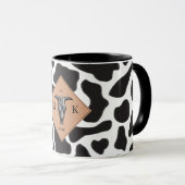 Schwarz-Weiß-Kuh-Spot Tiermuster Monogramm Tasse (VorderseiteRechts)