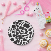 Schwarz-Weiß-Kuh-Spot Tiermuster Pappteller (Party)