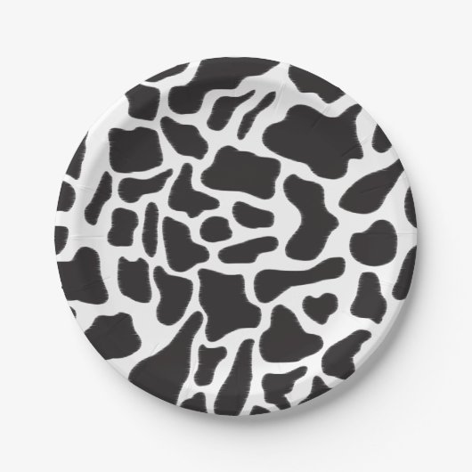 Schwarz-Weiß-Kuh-Spot Tiermuster Pappteller (Vorderseite)