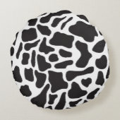 Schwarz-Weiß-Kuh-Spot Tiermuster Rundes Kissen (Rückseite)