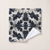 Schwarz-Weiß-Kuh-Spots Furche-Look Badhandtuch Set (Waschlappen)