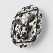 Schwarz-Weiß-Kuh-Spots Furche-Look Runde Wanduhr (Winkel)