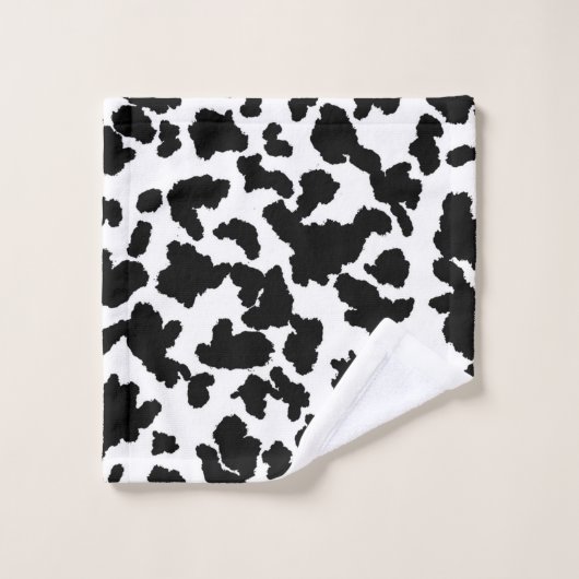 Schwarz-Weiß-Kuh verbirgt das Muster "Fur" Badhandtuch Set (Waschlappen)