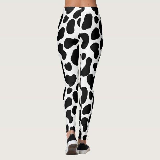 Schwarz-Weiß-Kuh verborgen Gemustert Leggings (Rückseite)