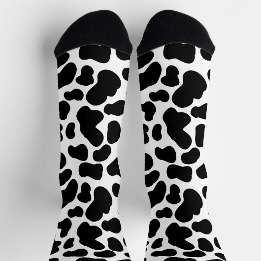 Schwarz-Weiß-Kuh verborgen Gemustert Socken (Oben)