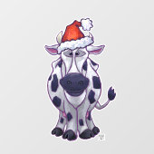 Schwarz-Weiß-Kuh Weihnachtsfenster Fensteraufkleber (Blatt)