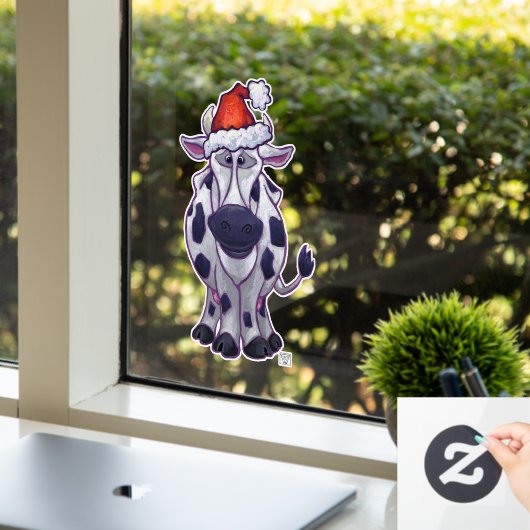 Schwarz-Weiß-Kuh Weihnachtsfenster Fensteraufkleber (Büro)