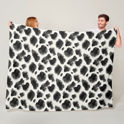 Schwarz-Weiß-Kuhdruckmuster Fleecedecke (Beispiel)