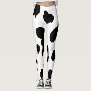 Schwarz-Weiß-Kuhhautstruktur Leggings