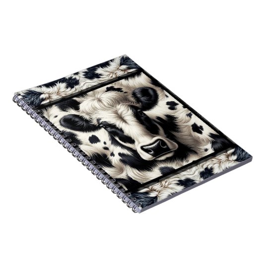 Schwarz-Weiß-Kuhkuh-Furnier-Look Notizblock (Rechte Seite)