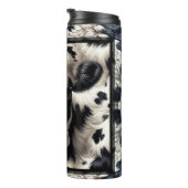 Schwarz-Weiß-Kuhkuh-Furnier-Look Thermosbecher (Nach rechts gedreht)