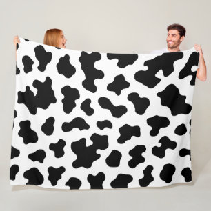 Schwarz & Weiß Kuhlederdruck Fleecedecke