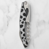 Schwarz-Weiß-Kuhpelzhintergrund Kellnermesser (Rückseite)