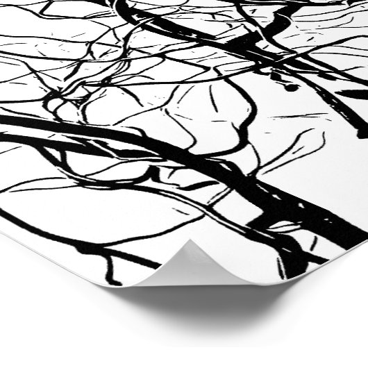 Schwarz-Weiß-Kunst Bare Willow Trester Poster (Ecke)