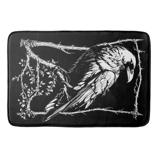 Schwarz-Weiß-Kunst-Crows, Ravens Badematte (Vorderseite)