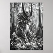 Schwarz-Weiß-Kunst im Wald | Art der AI Poster (Vorne)