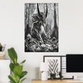 Schwarz-Weiß-Kunst im Wald | Art der AI Poster (Heimbüro)