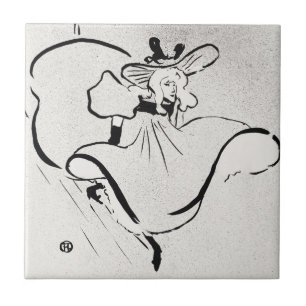 Schwarz-Weiß-Kunst Jane Avril von Toulouse Lautrec Fliese
