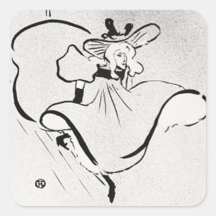Schwarz-Weiß-Kunst Jane Avril von Toulouse Lautrec Quadratischer Aufkleber