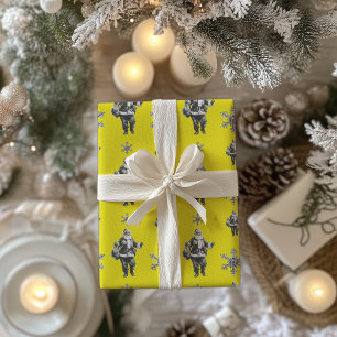 Schwarz-Weiß-Kunst Nebel der Santa Line Gelb Geschenkpapier