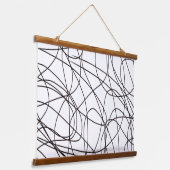 Schwarz-Weiß-Kunst Wandteppich Mit Holzrahmen (Gewinkelt)