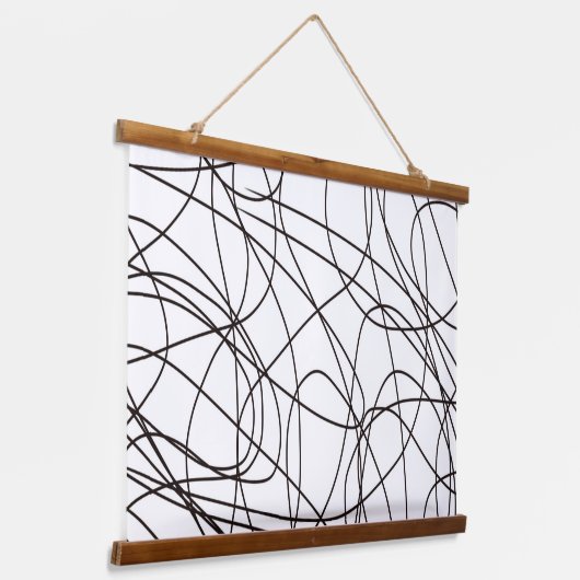 Schwarz-Weiß-Kunst Wandteppich Mit Holzrahmen (Gewinkelt)