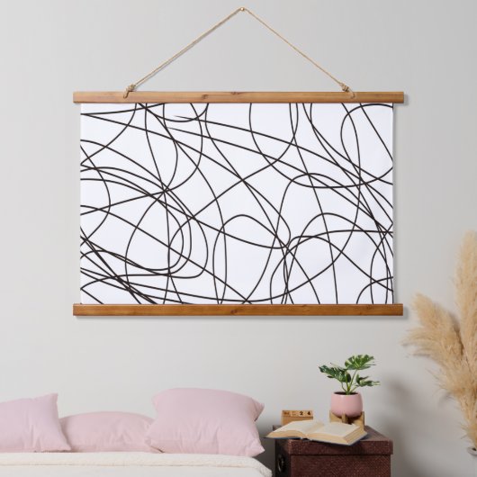 Schwarz-Weiß-Kunst Wandteppich Mit Holzrahmen (Schlafzimmer)