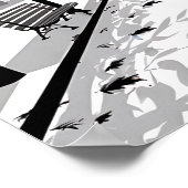 Schwarz-Weiß-Kunstdrucke, Moderne, Landschaft, Moo Poster (Ecke)