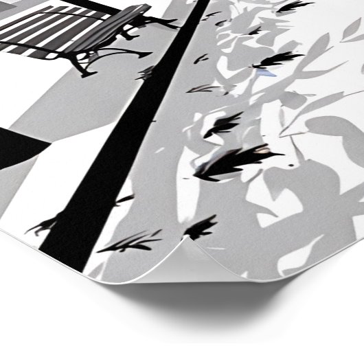 Schwarz-Weiß-Kunstdrucke, Moderne, Landschaft, Moo Poster (Ecke)