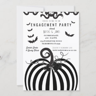Schwarz & Weiß Kürbis Halloween Verlobungsfeier Einladung