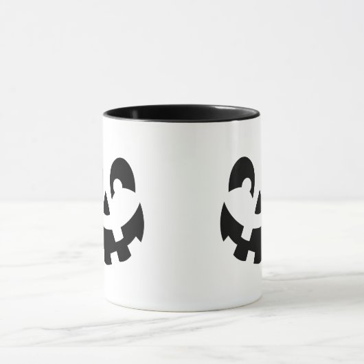 Schwarz-Weiß-Kürbisgesicht mit Namen Halloween Tasse (Zentrum)