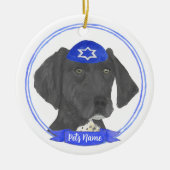Schwarz/Weiß Kurzzeitiger Pointer Hanukkah Keramik Ornament (Vorne)