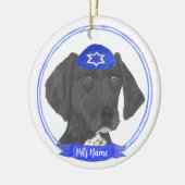 Schwarz/Weiß Kurzzeitiger Pointer Hanukkah Keramik Ornament (Links)
