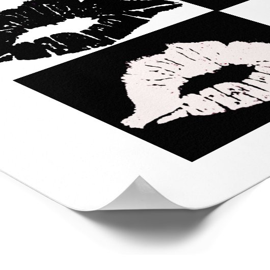 Schwarz-Weiß-Kuss-Poster Poster (Ecke)