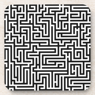 Schwarz-Weiß-Labyrinth-Muster Getränkeuntersetzer