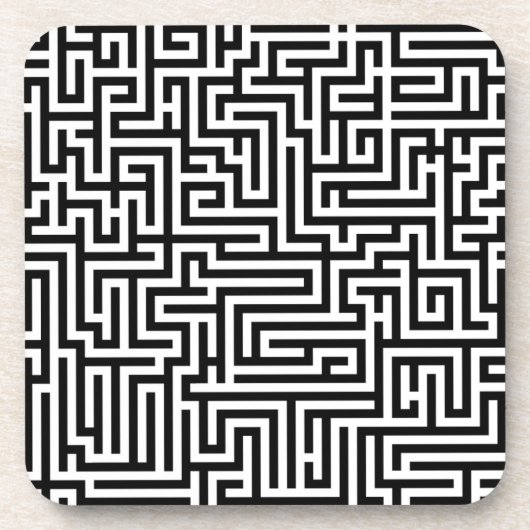 Schwarz-Weiß-Labyrinth-Muster Getränkeuntersetzer (Vorderseite)