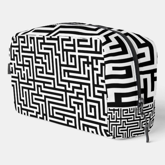 Schwarz-Weiß-Labyrinth-Muster Waschbeutel (Rechte Ecke)