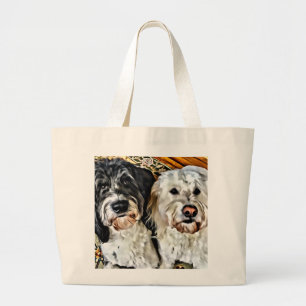 Schwarz-Weiß-Lächeln Golden Doodle Hunde Jumbo Stoffbeutel