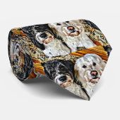 Schwarz-Weiß-Lächeln Golden Doodle Hunde Krawatte (Gerollt)