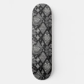 Schwarz-Weiß-Lacy-Diamanten Skateboard (Vorderseite)