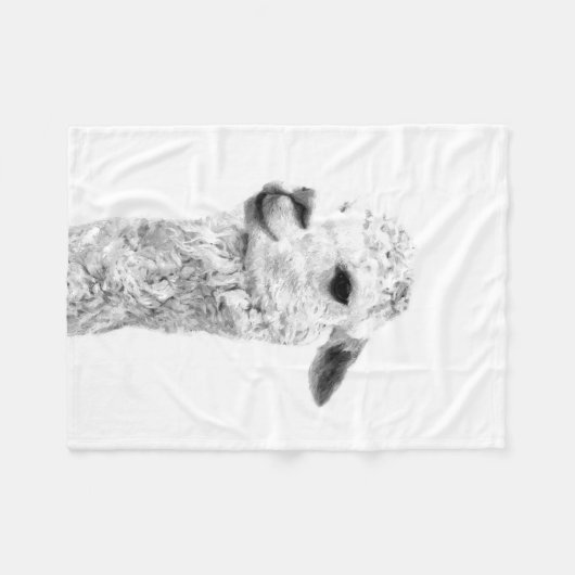Schwarz-Weiß-Lama-Zuchtportrait Fleecedecke (Vorderseite (Horizontal))