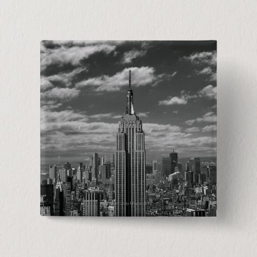Schwarz-Weiß-Landschaft New Yorks Skyline Button (Vorderseite)